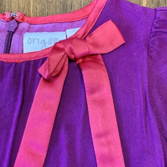 ORIGAMI Girl's Embroidered Shift Dress 2 2T Purple Mod Toddler Girl Stylish - Picture 3 of 8